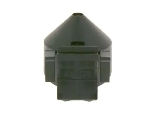 Schwarze Halterung von Bosch mit konischer Form und rechteckiger Basis. Das Material scheint robust und für den Einsatz in verschiedenen Anwendungen geeignet.